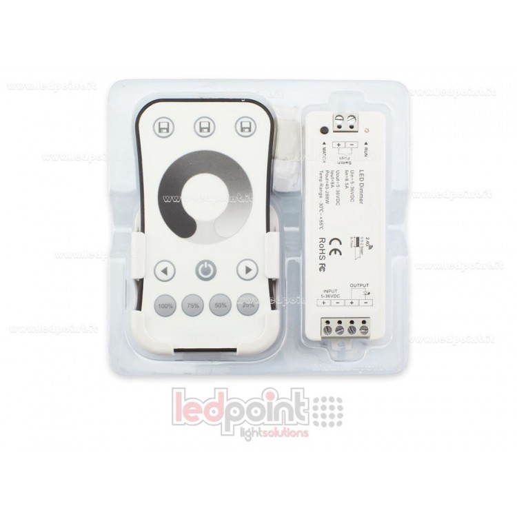 KIT TELECOMANDO+ CONTROLLER MONOCROMATICO CON PULSANTE 5/36V